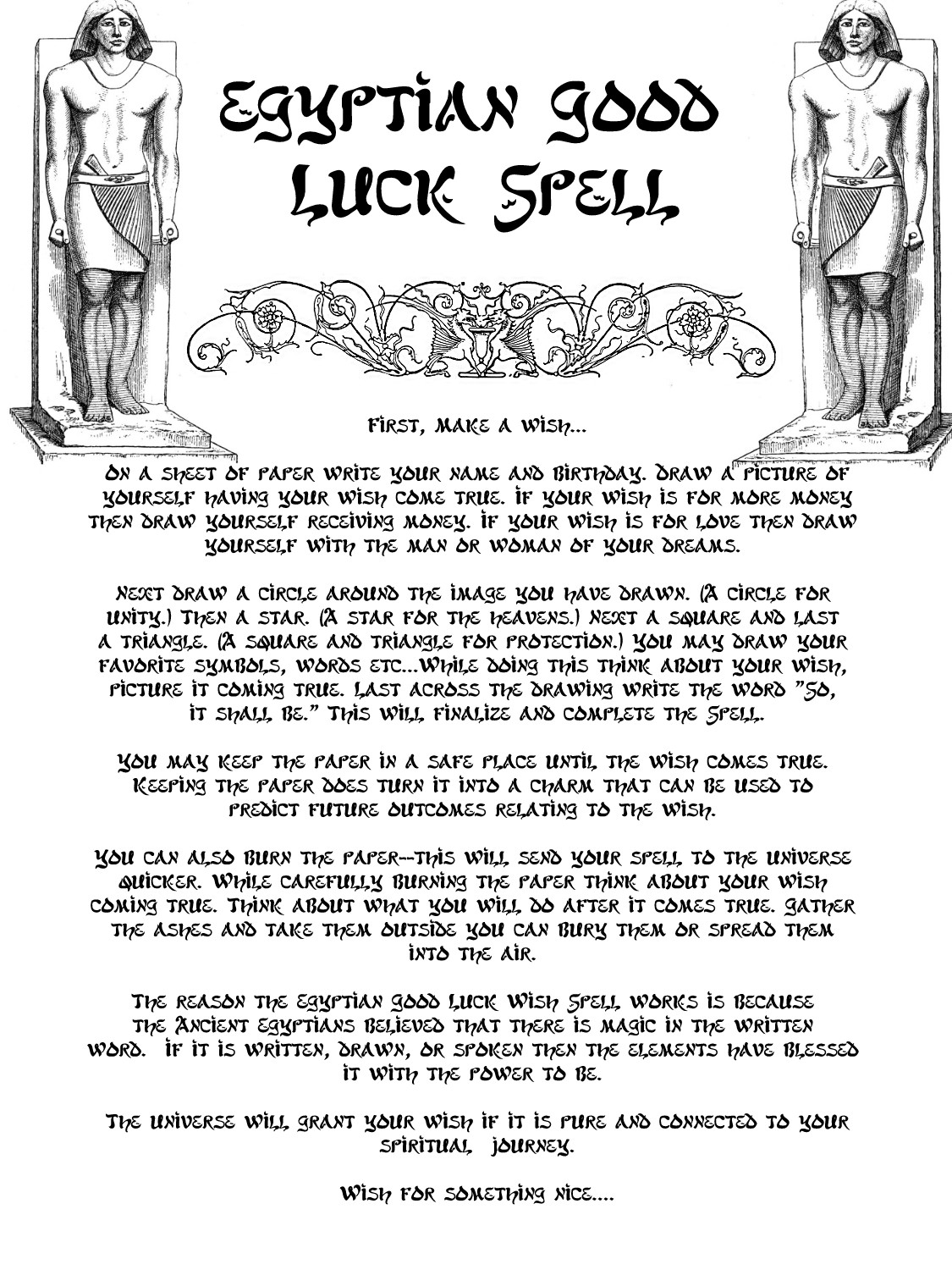 Egyptian Luck Spell (Printable Spell Pages) – Witches Of The Craft®
